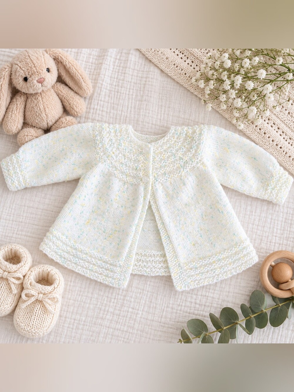 White Baby Knit Cardigan Jacket - Soft Cozy Layer